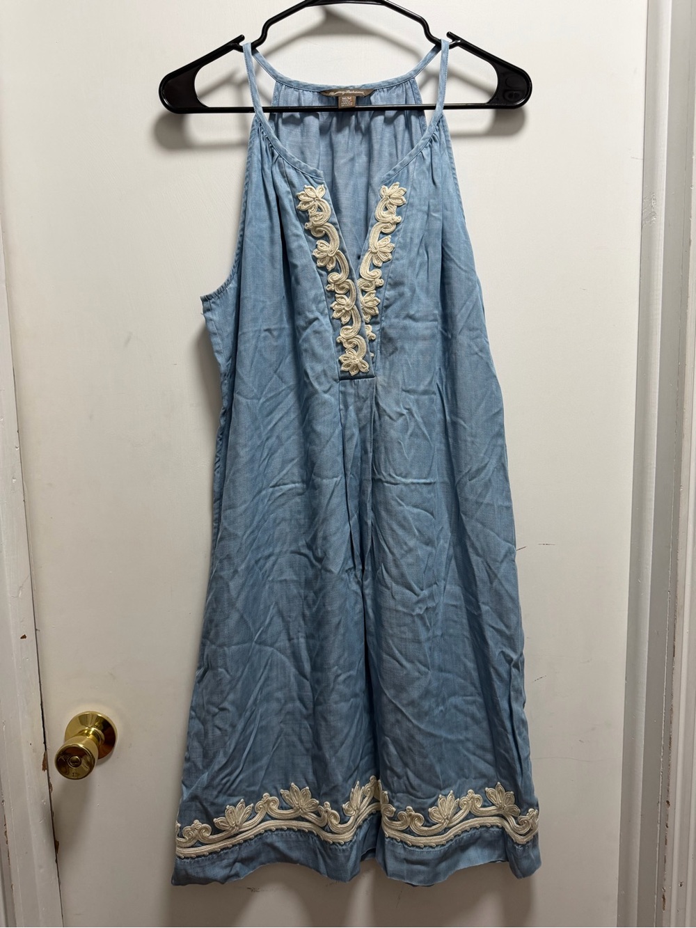 Tommy Bahama Chambray Dress Sz M Summer Beach Tencel Lyocell Comfort Flow Floral